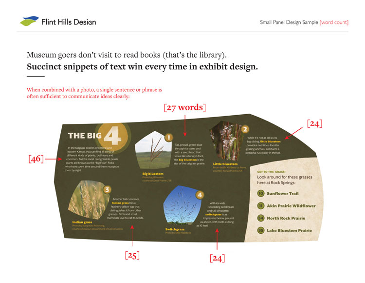 Word Count Example, Grasslands — museum design guide