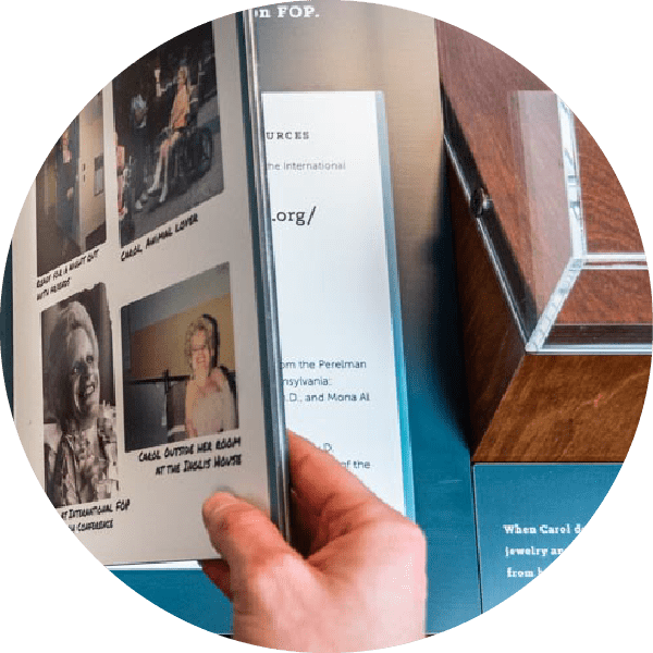 Pedestal rail with flipbook, built for the Mutter Museum, Philadelphia.